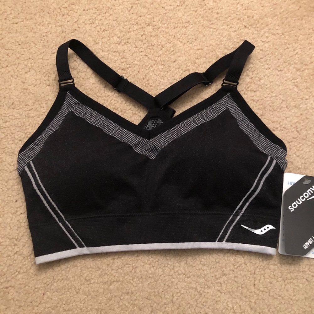 Saucony Small Black and White Sports Bra
